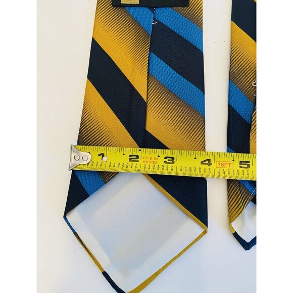 Vintage Macrae Necktie 1970s Yellow & Blue Striped Tie Costume Design Menswear - Picture 3 of 8